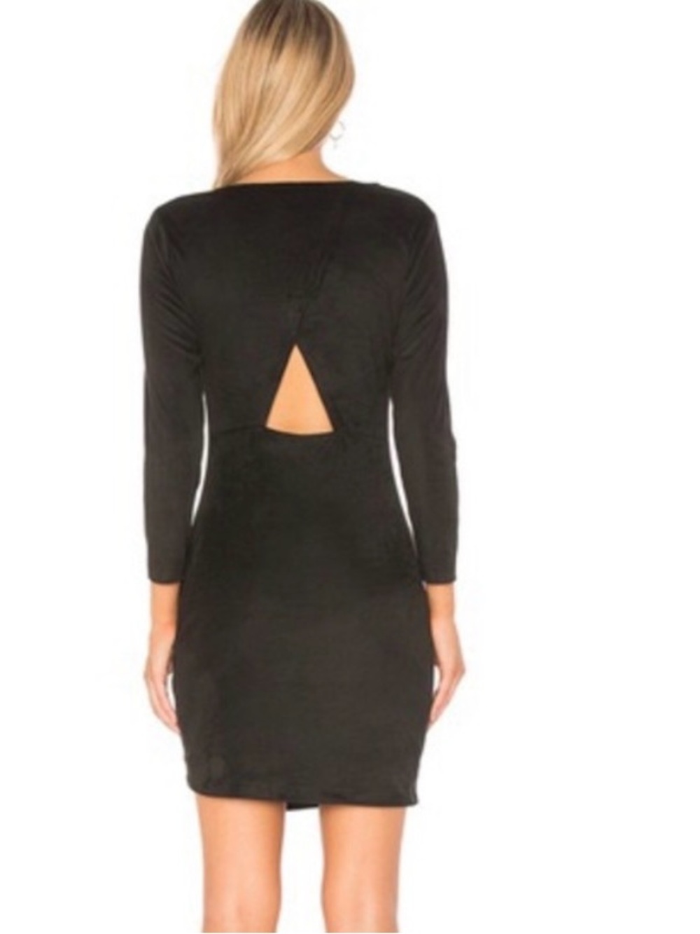 Jack by BB Dakota Black Faux Suede Long Sleeve Cutout Back Dress Size M